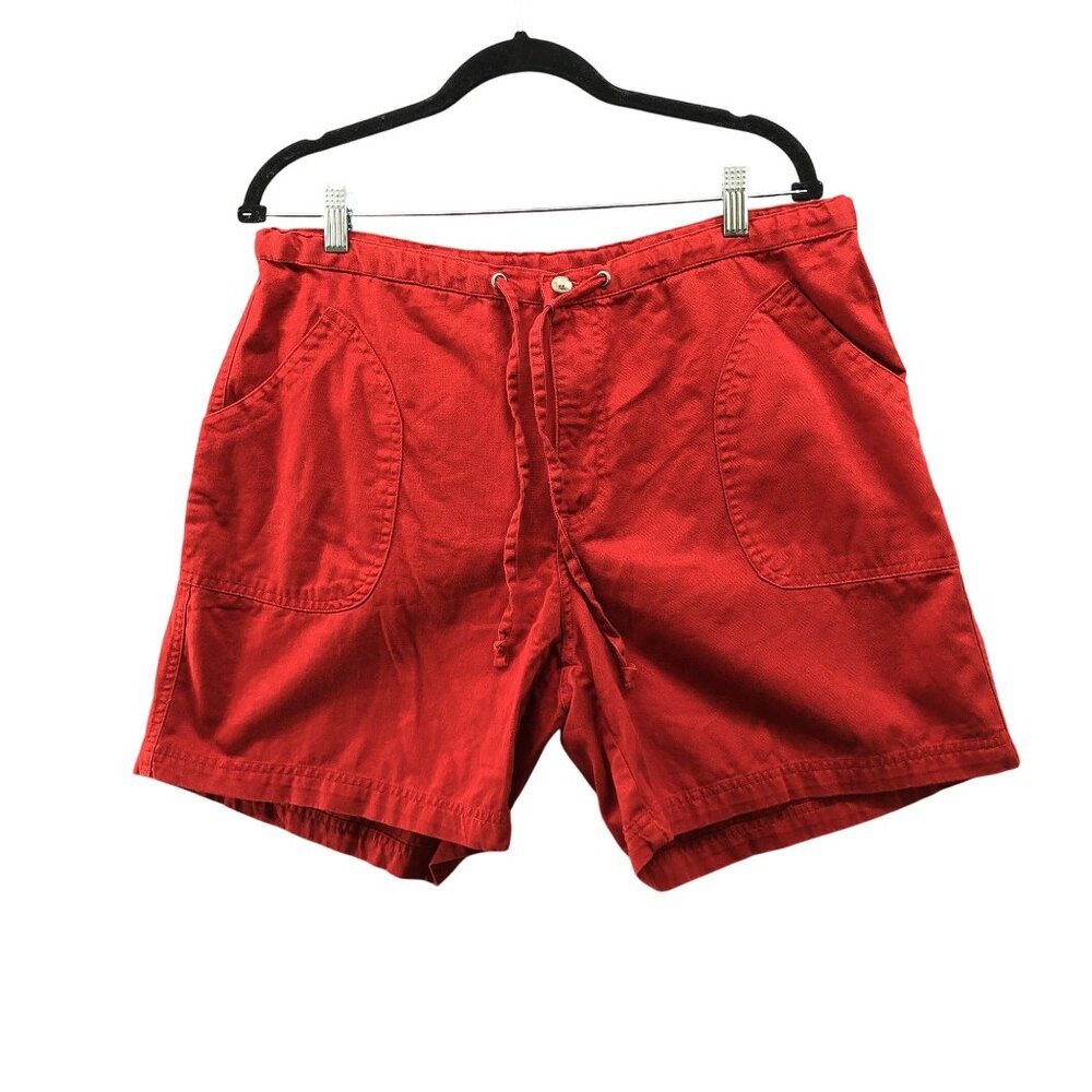 VTG Columbia Outdoors Shorts Womens L Red Cotton Relaxed High Rise Drawstring